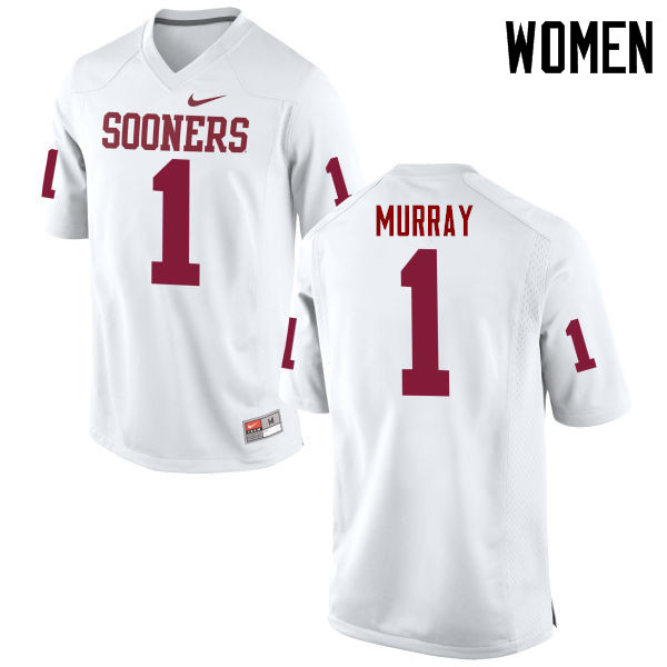 Women Oklahoma Sooners #1 Kyler Murray College Football Jerseys Game-White - Click Image to Close